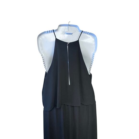 Cookies Hawaii Black Chiffon Tiered A-Line Halter Long Dress Back Keyhole Sz L - Picture 7 of 11